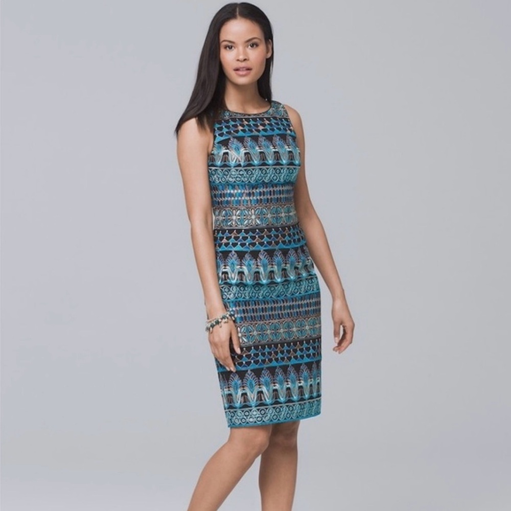 White House Black Market Embroidered Patterned Dress
